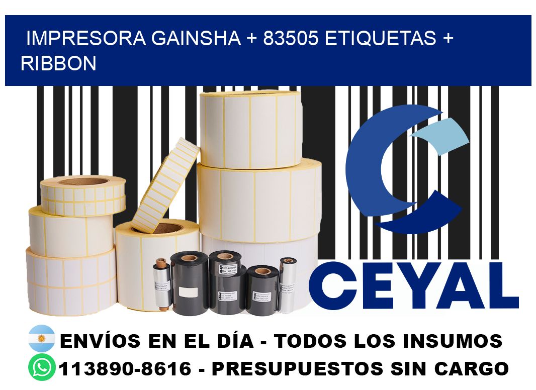 impresora gainsha + 83505 etiquetas + ribbon