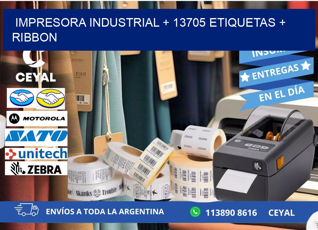 impresora industrial + 13705 etiquetas + ribbon