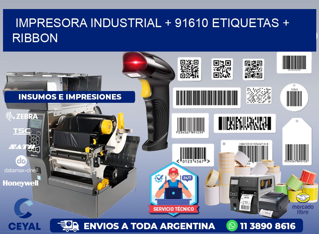impresora industrial + 91610 etiquetas + ribbon