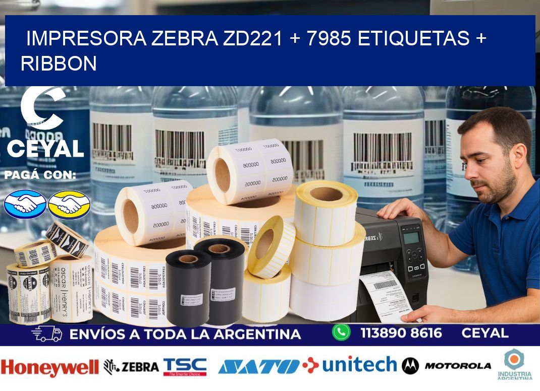 impresora zebra zd221 + 7985 etiquetas + ribbon