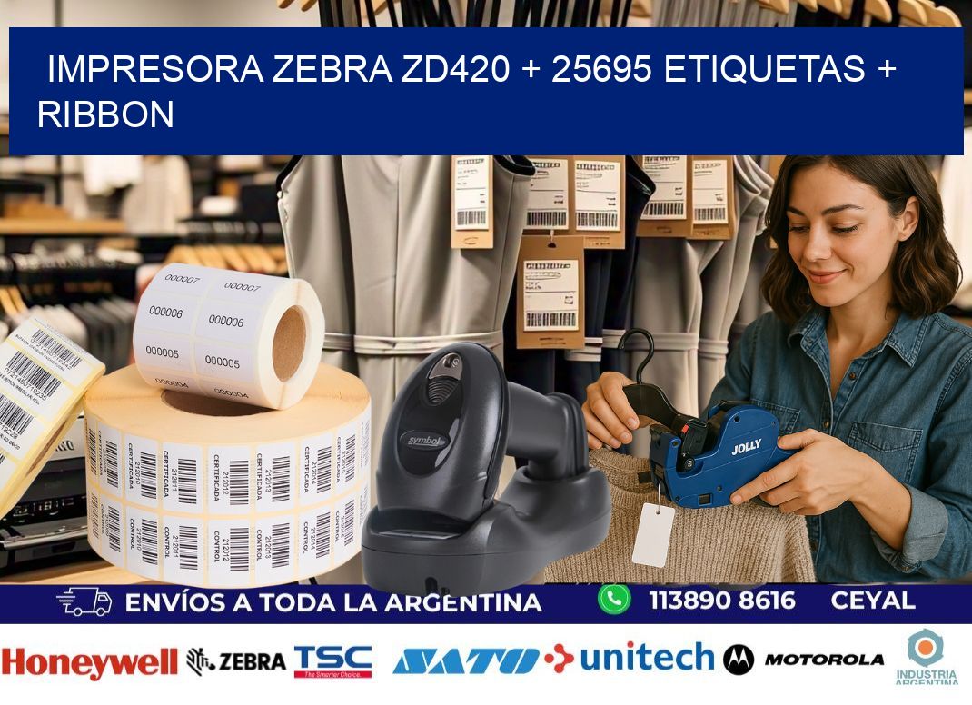 impresora zebra zd420 + 25695 etiquetas + ribbon