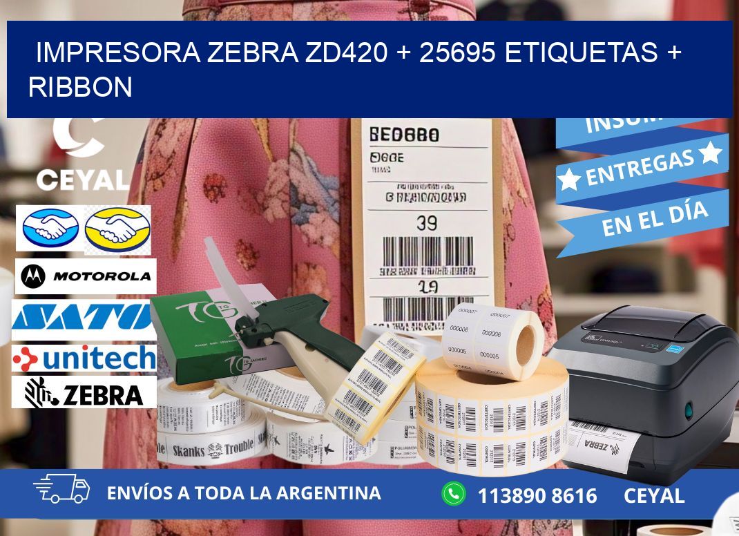 impresora zebra zd420 + 25695 etiquetas + ribbon