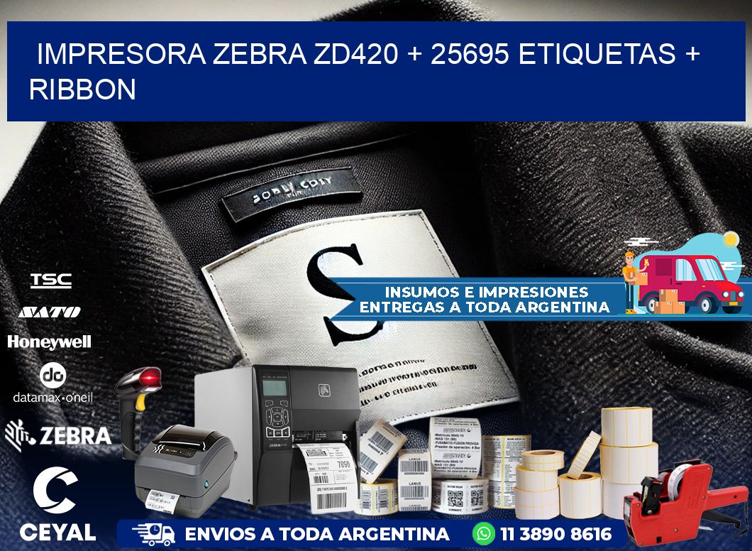 impresora zebra zd420 + 25695 etiquetas + ribbon