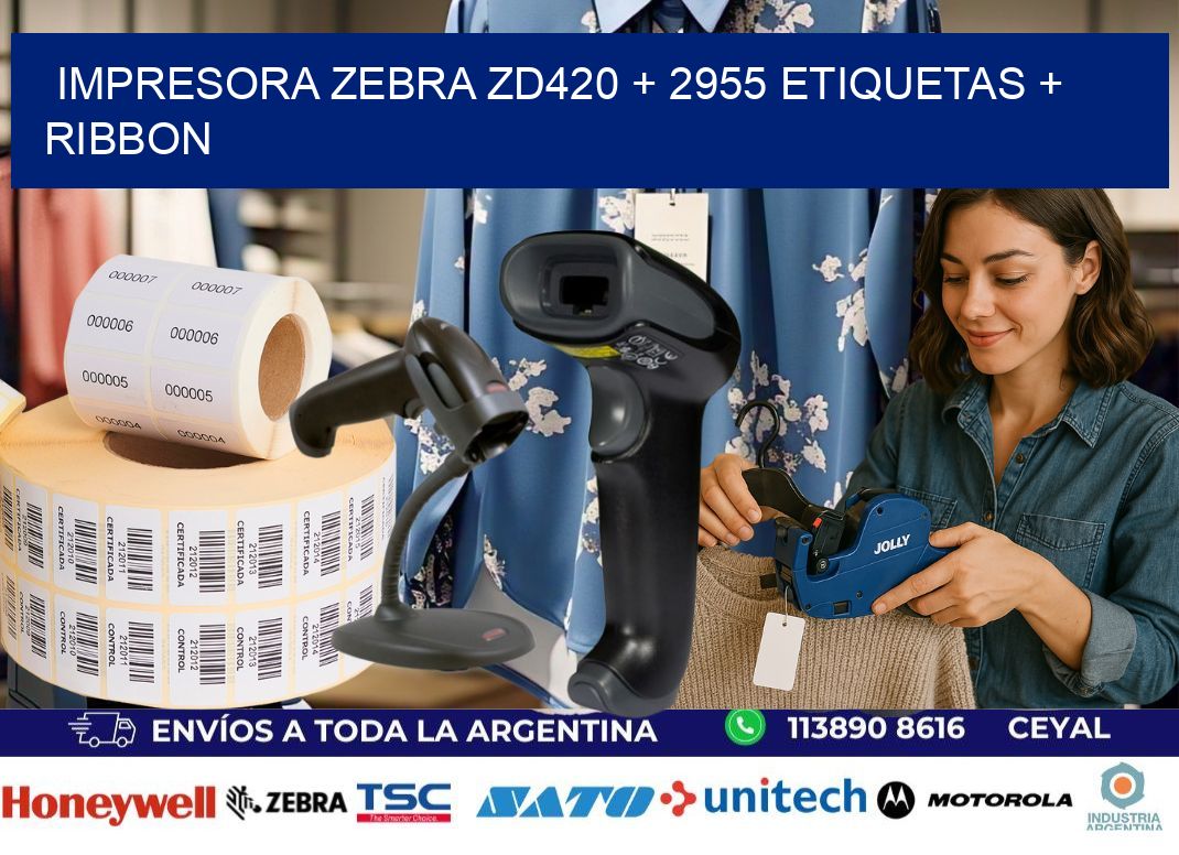 impresora zebra zd420 + 2955 etiquetas + ribbon