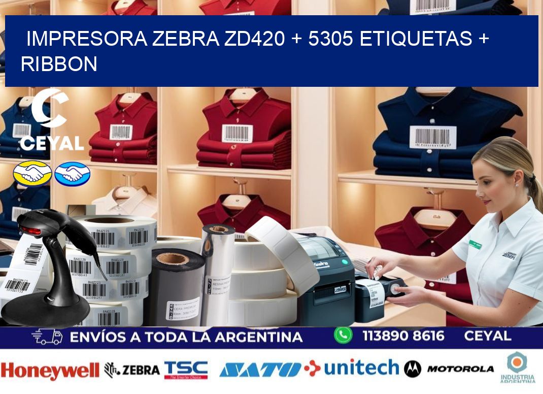 impresora zebra zd420 + 5305 etiquetas + ribbon