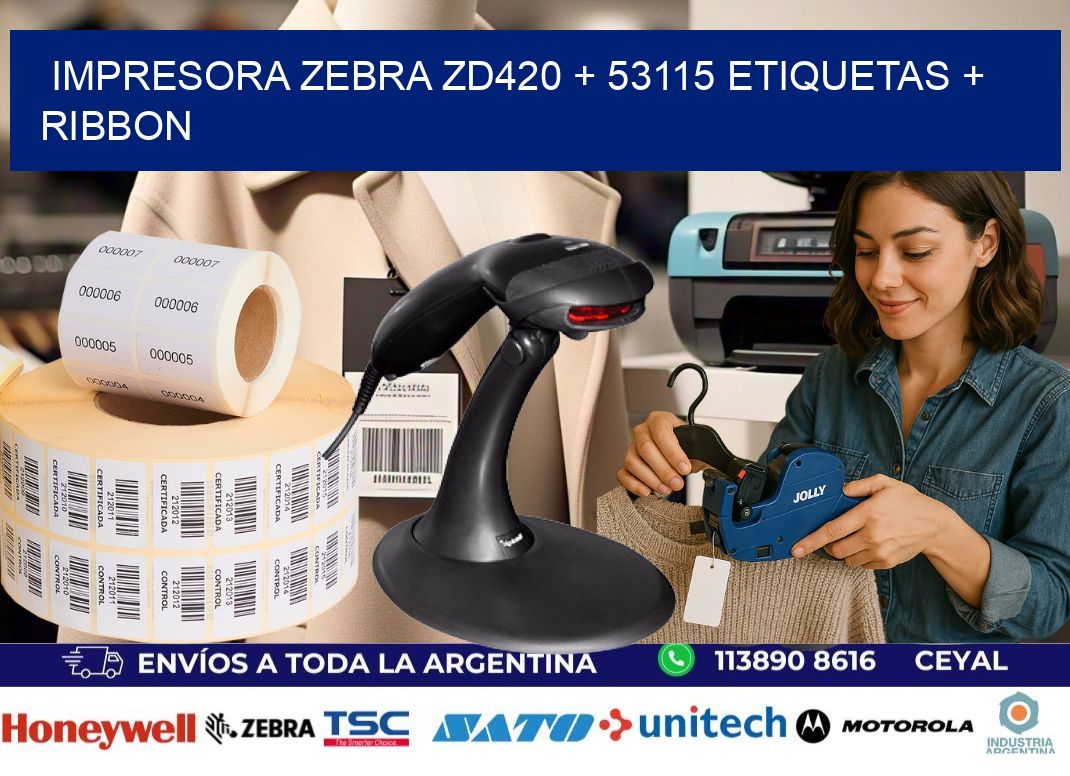impresora zebra zd420 + 53115 etiquetas + ribbon