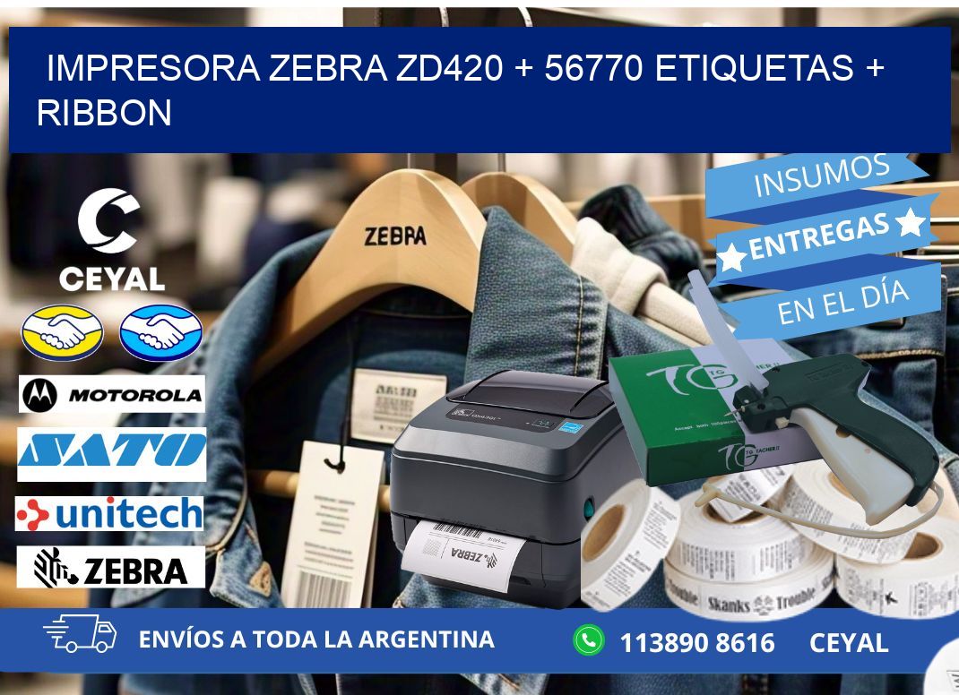 impresora zebra zd420 + 56770 etiquetas + ribbon