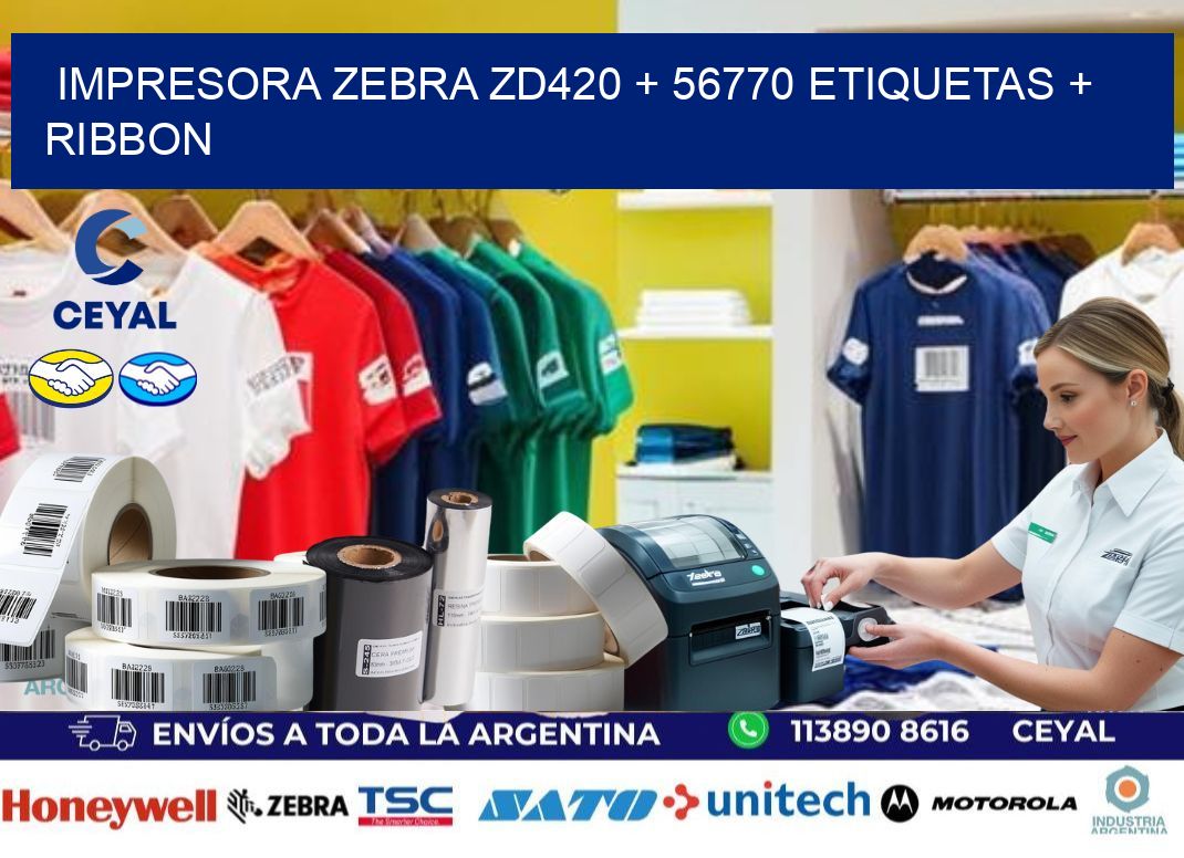 impresora zebra zd420 + 56770 etiquetas + ribbon