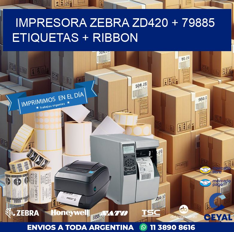 impresora zebra zd420 + 79885 etiquetas + ribbon