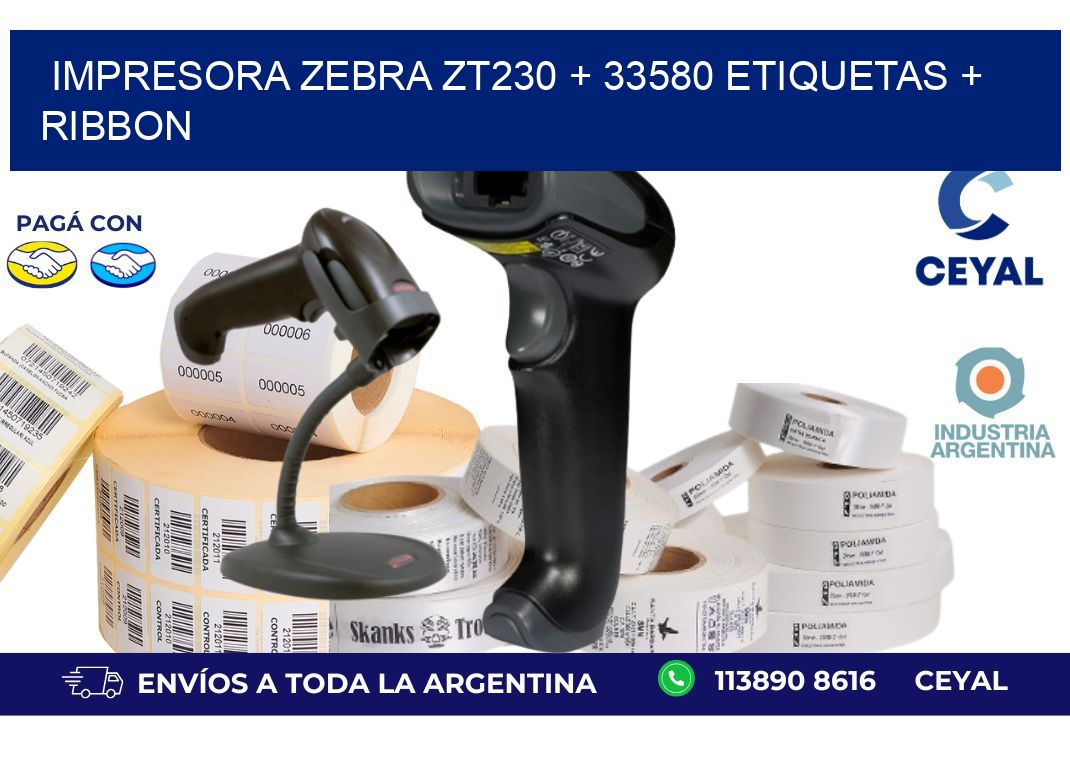 impresora zebra zt230 + 33580 etiquetas + ribbon