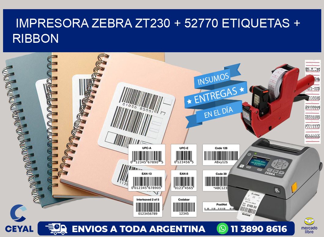 impresora zebra zt230 + 52770 etiquetas + ribbon