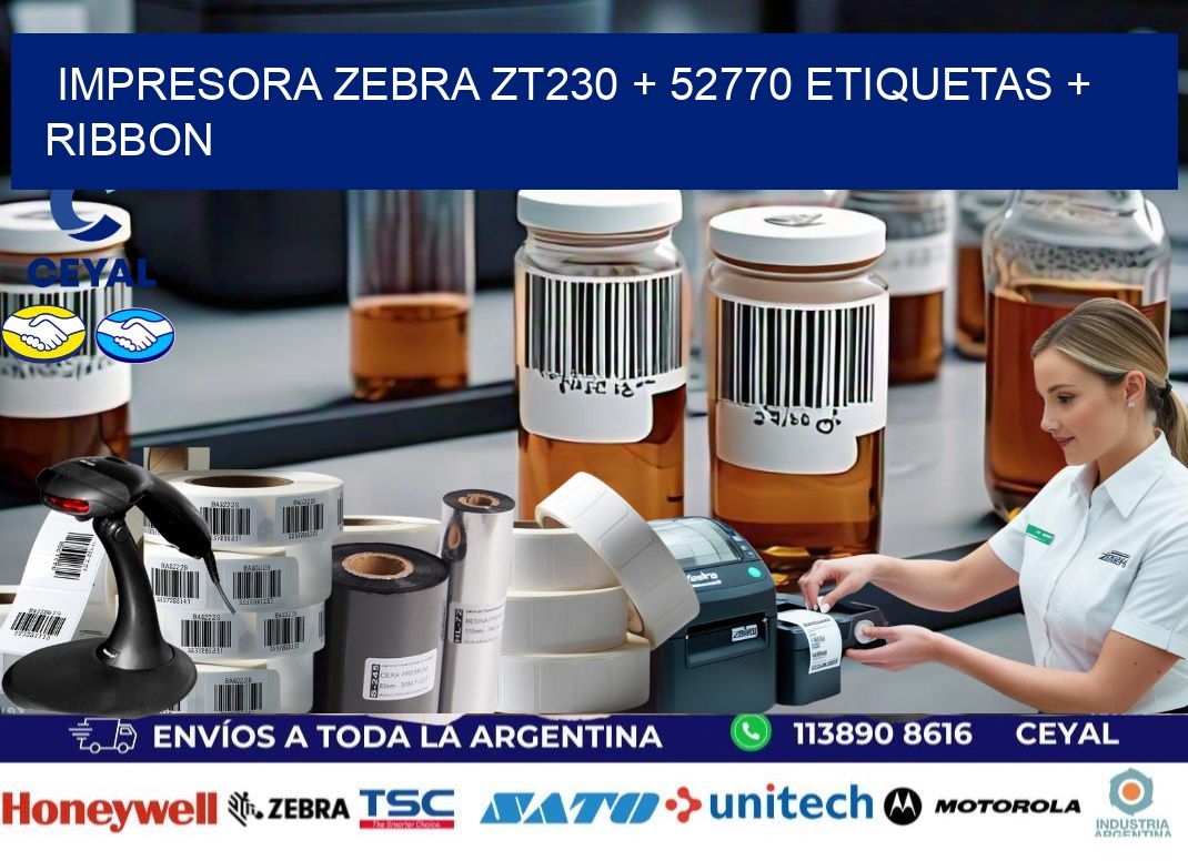 impresora zebra zt230 + 52770 etiquetas + ribbon