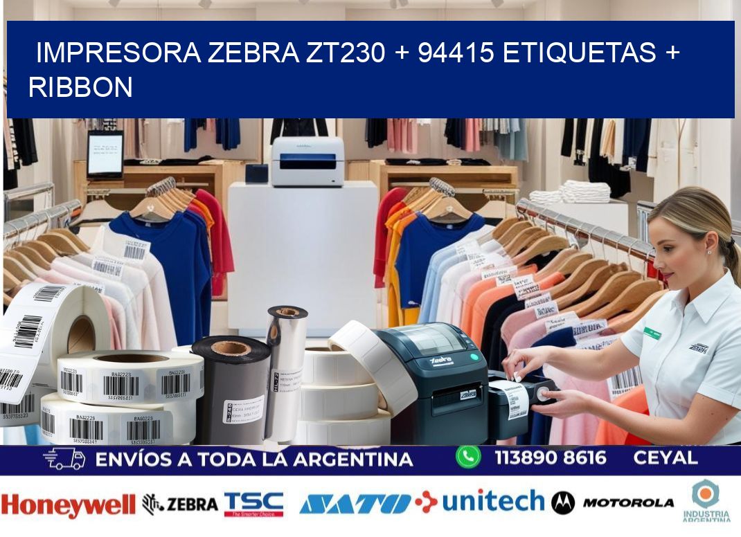 impresora zebra zt230 + 94415 etiquetas + ribbon