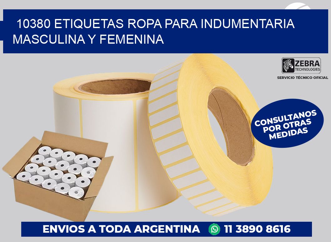 10380 Etiquetas ropa para indumentaria masculina y femenina