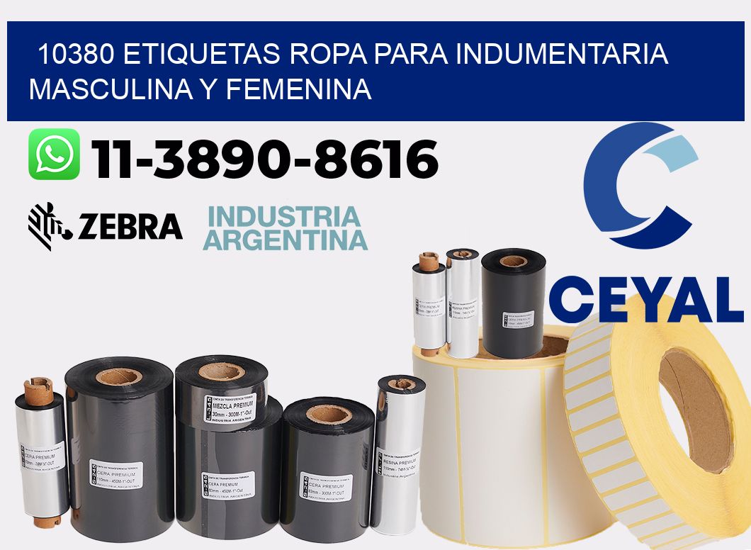 10380 Etiquetas ropa para indumentaria masculina y femenina