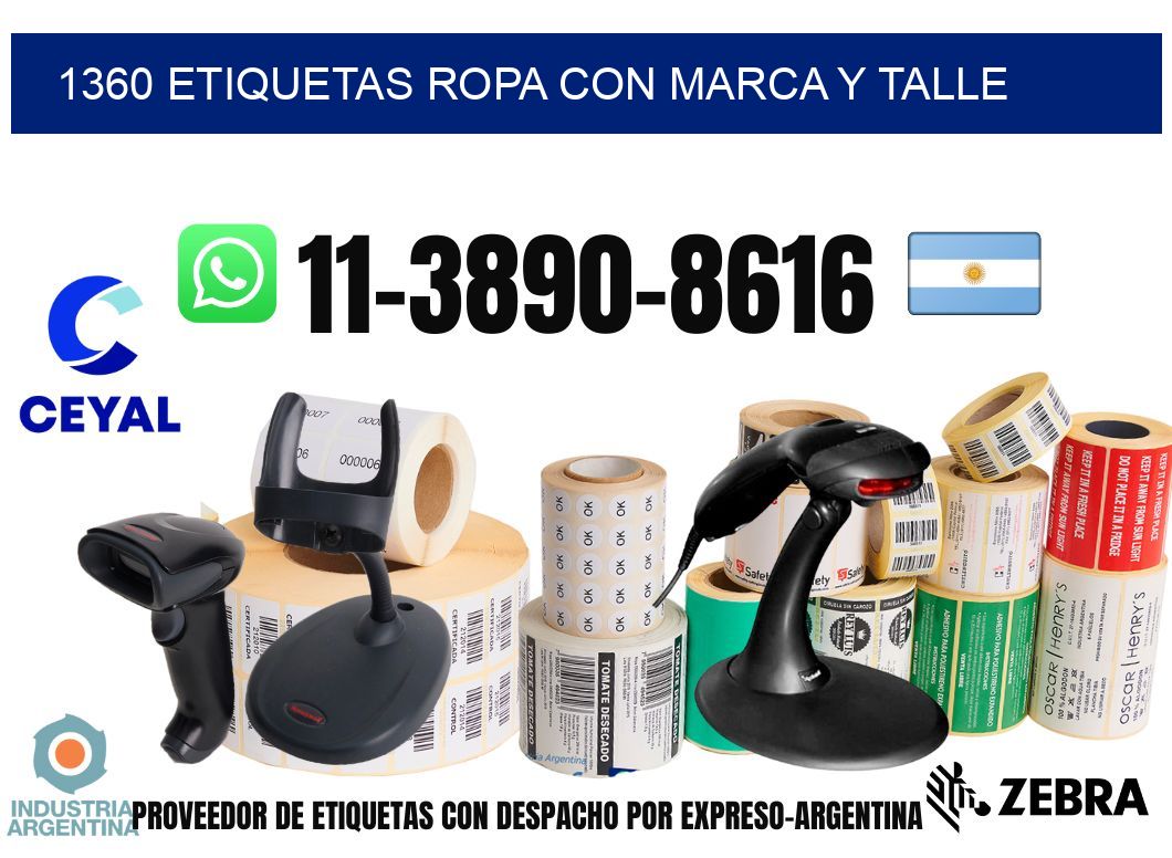 1360 Etiquetas ropa con marca y talle