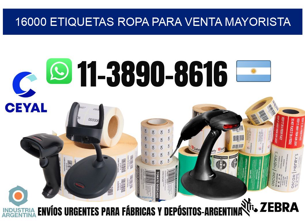16000 Etiquetas ropa para venta mayorista