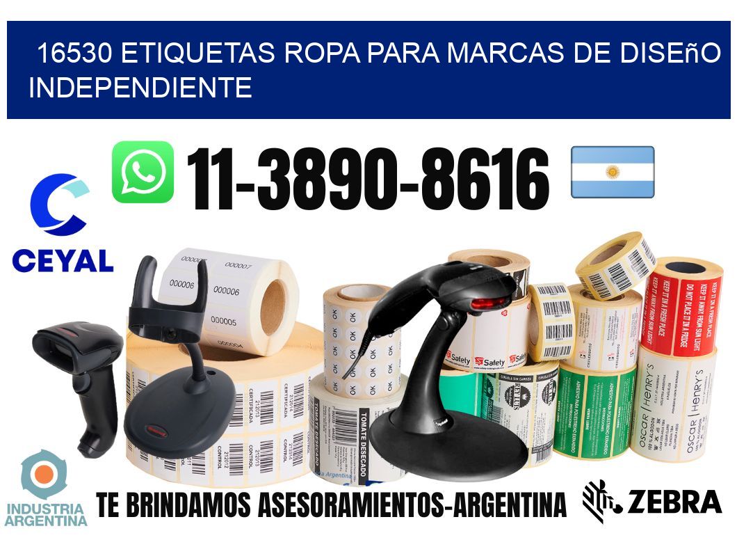 16530 Etiquetas ropa para marcas de diseño independiente