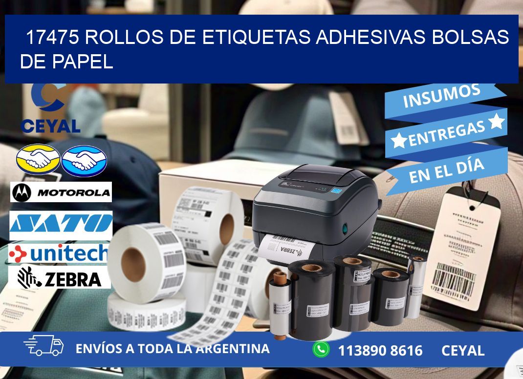 17475 rollos de etiquetas adhesivas bolsas de papel