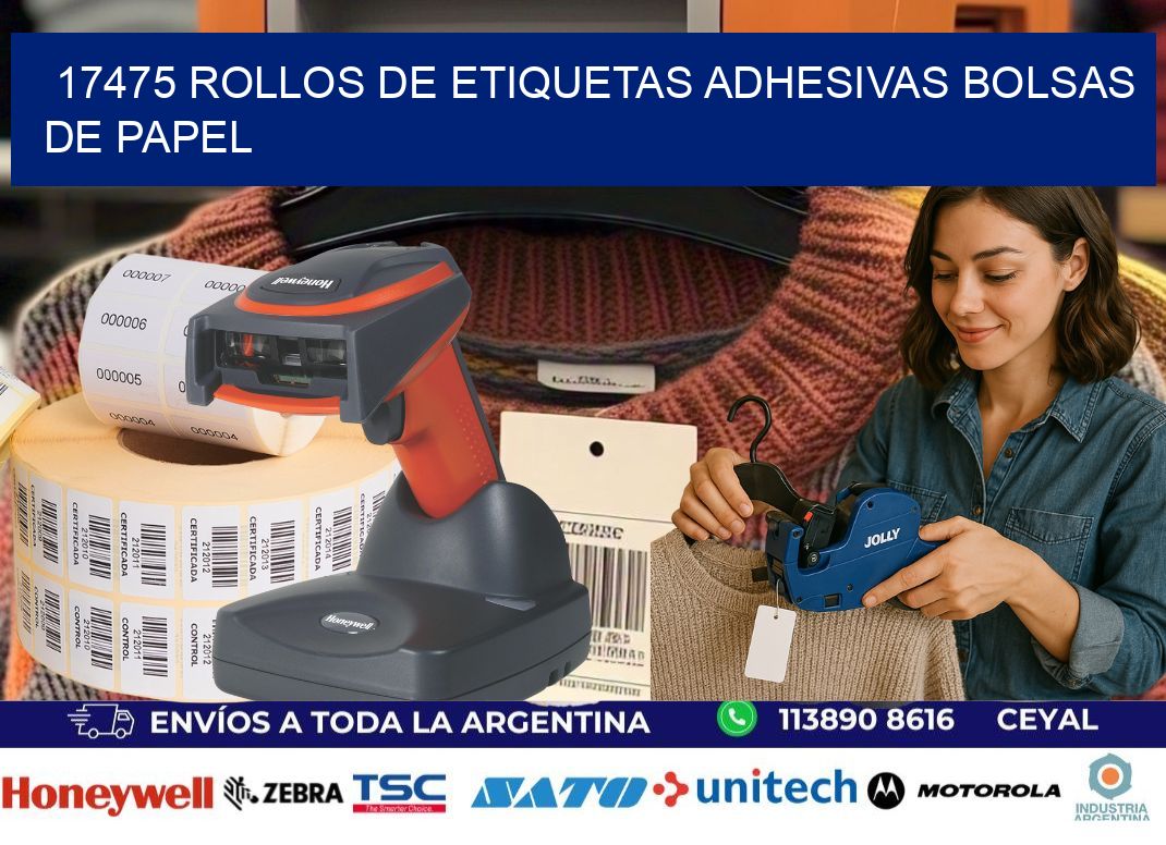 17475 rollos de etiquetas adhesivas bolsas de papel