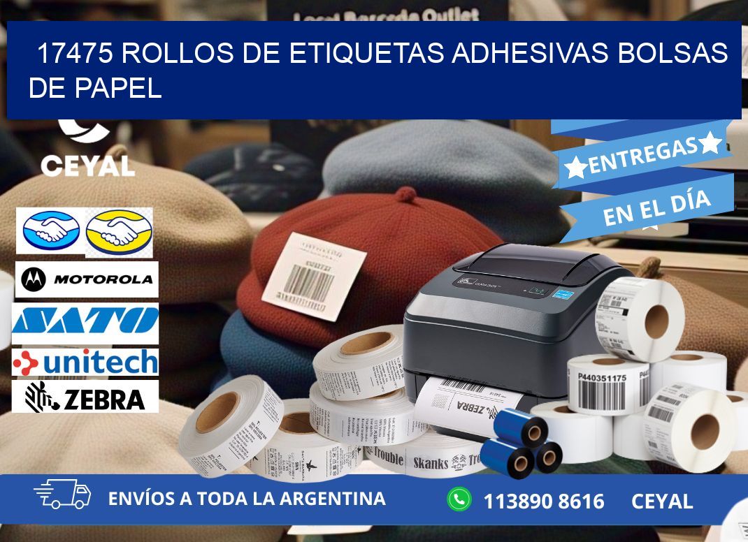 17475 rollos de etiquetas adhesivas bolsas de papel