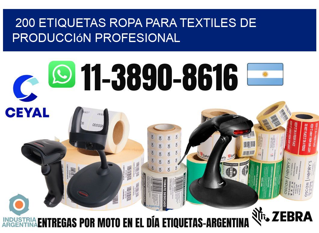 200 Etiquetas ropa para textiles de producción profesional