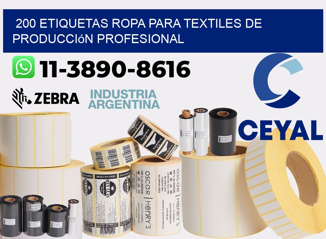 200 Etiquetas ropa para textiles de producción profesional