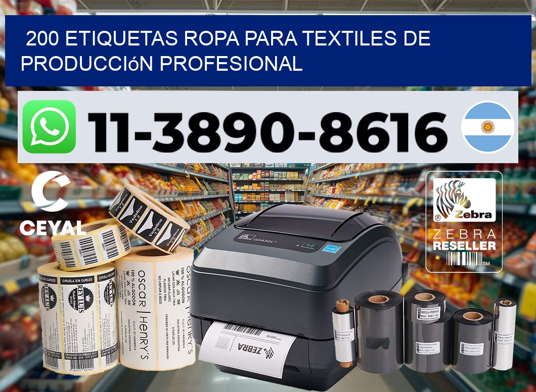 200 Etiquetas ropa para textiles de producción profesional