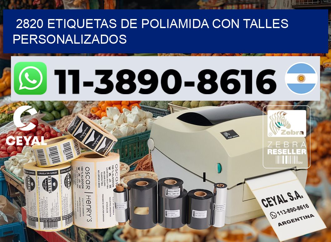2820 Etiquetas de poliamida con talles personalizados