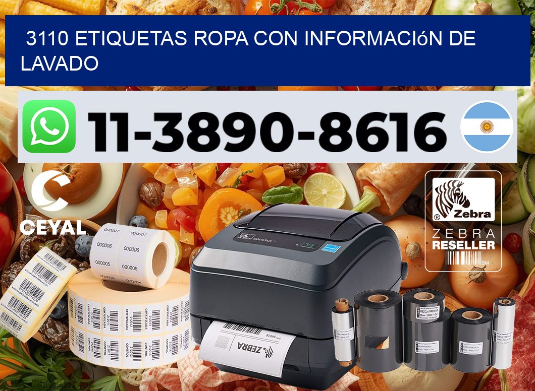 3110 Etiquetas ropa con información de lavado
