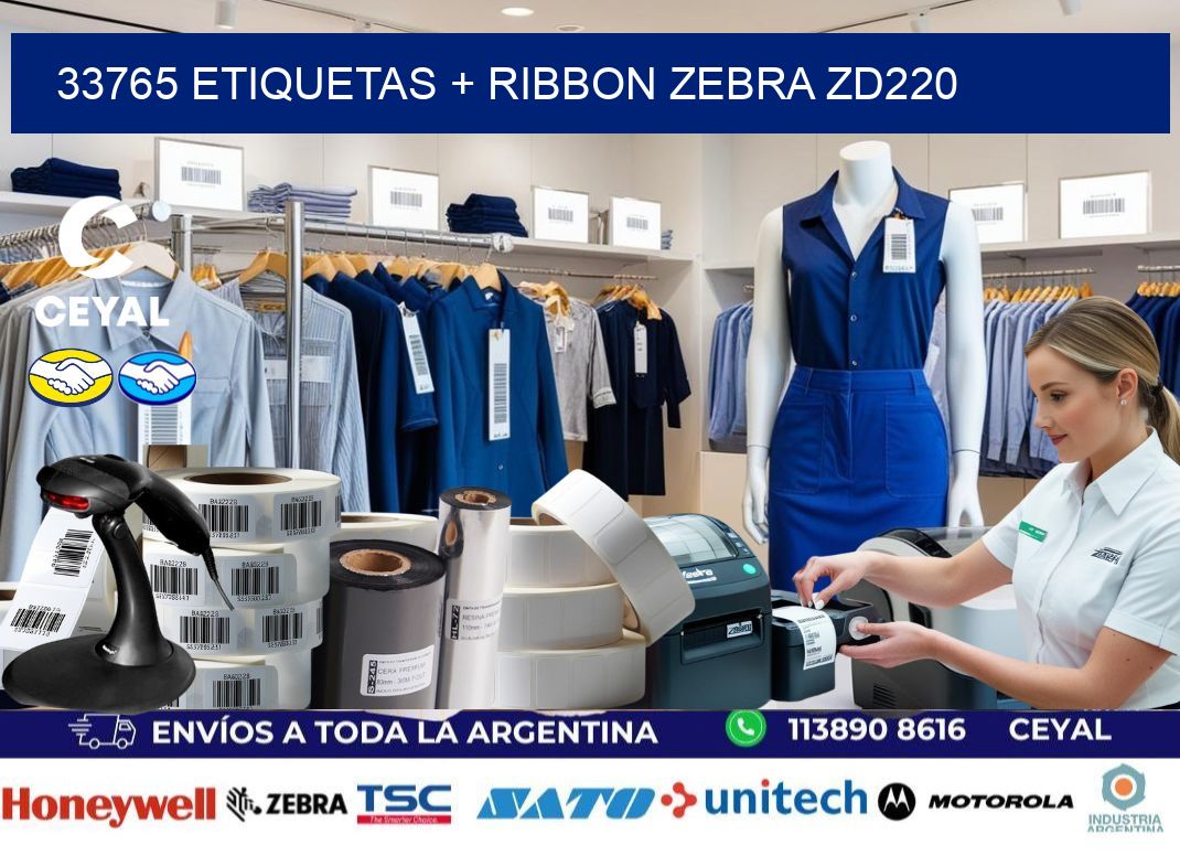 33765 etiquetas + ribbon zebra zd220