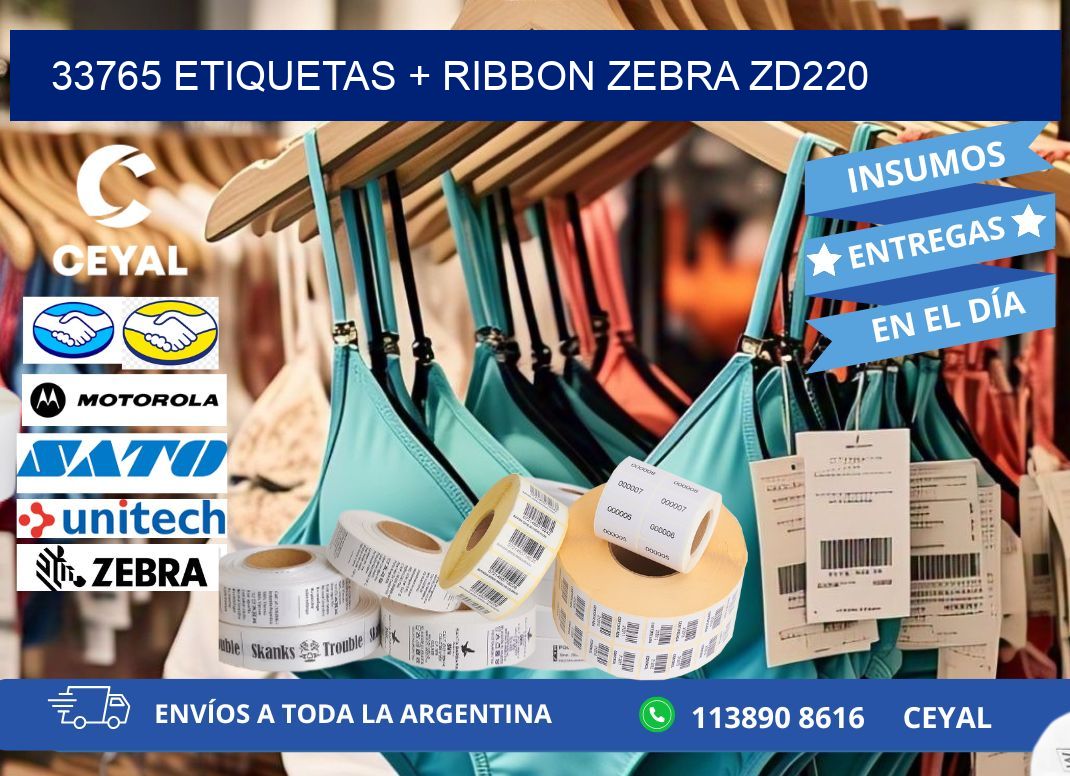 33765 etiquetas + ribbon zebra zd220