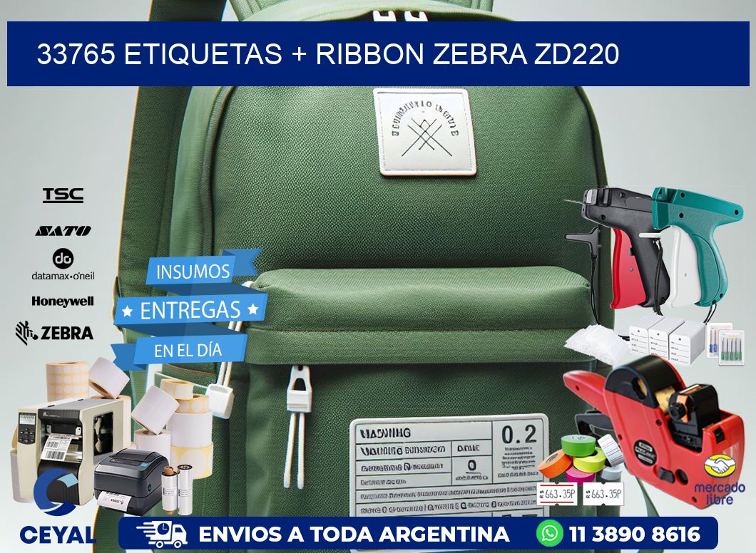 33765 etiquetas + ribbon zebra zd220