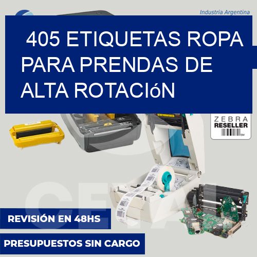 405 Etiquetas ropa para prendas de alta rotación