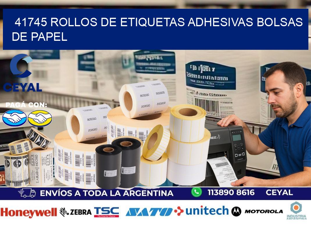 41745 rollos de etiquetas adhesivas bolsas de papel