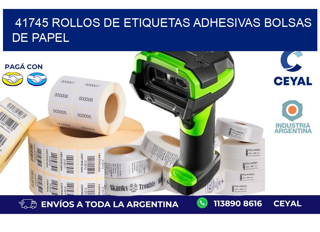 41745 rollos de etiquetas adhesivas bolsas de papel