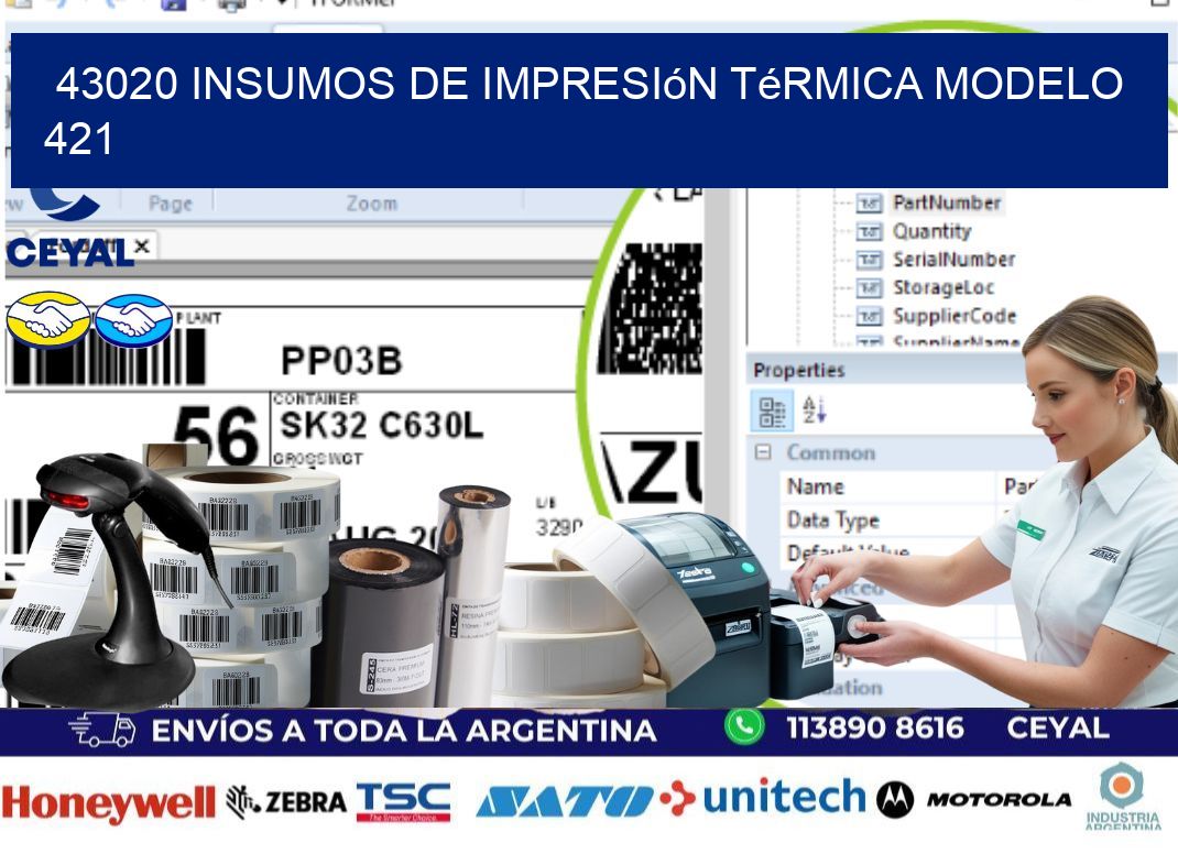 43020 insumos de impresión térmica modelo 421