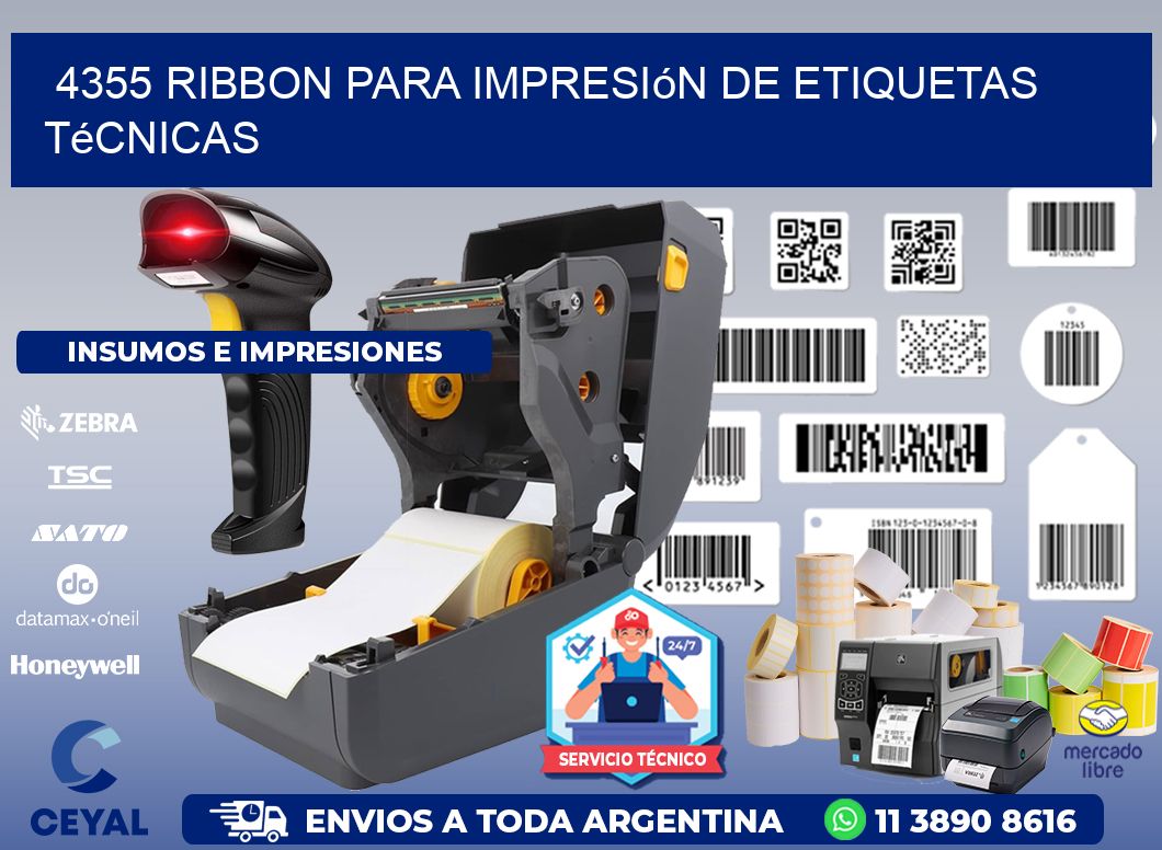 4355 ribbon para impresión de etiquetas técnicas