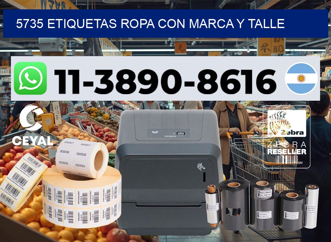 5735 Etiquetas ropa con marca y talle