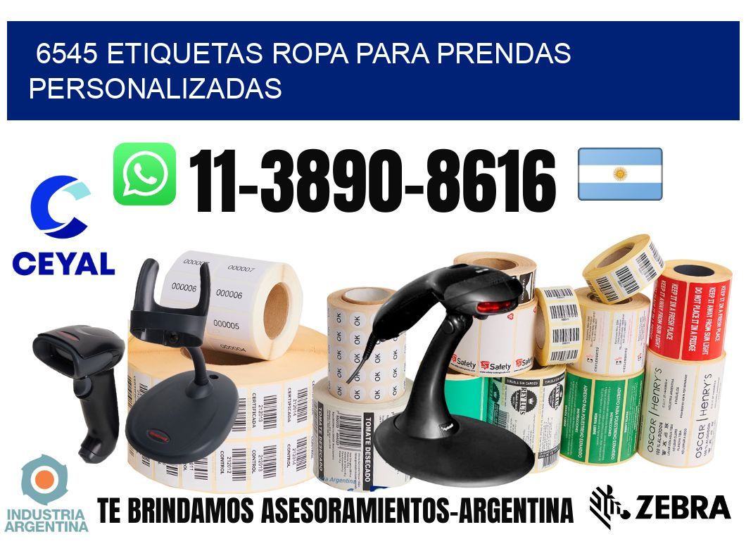 6545 Etiquetas ropa para prendas personalizadas