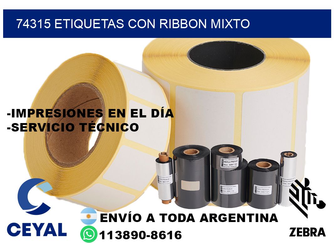 74315 etiquetas con ribbon mixto
