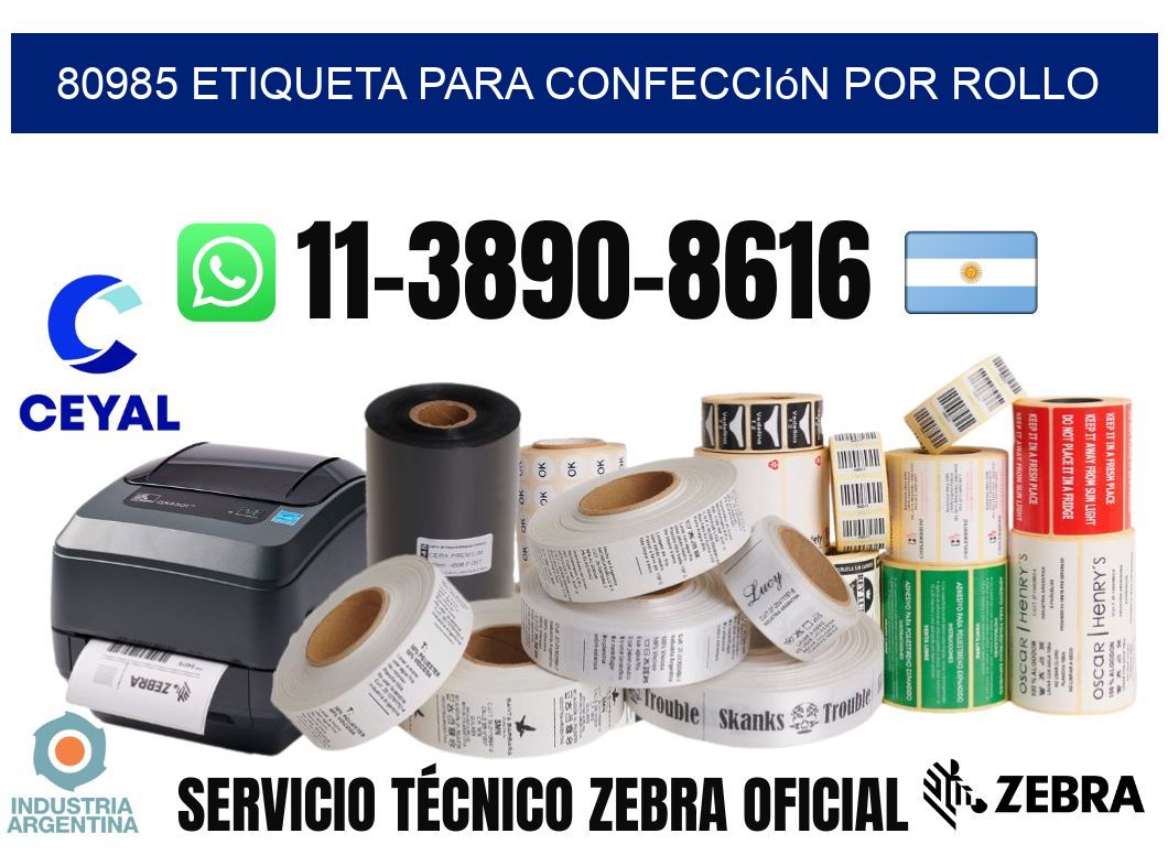 80985 etiqueta para confección por rollo
