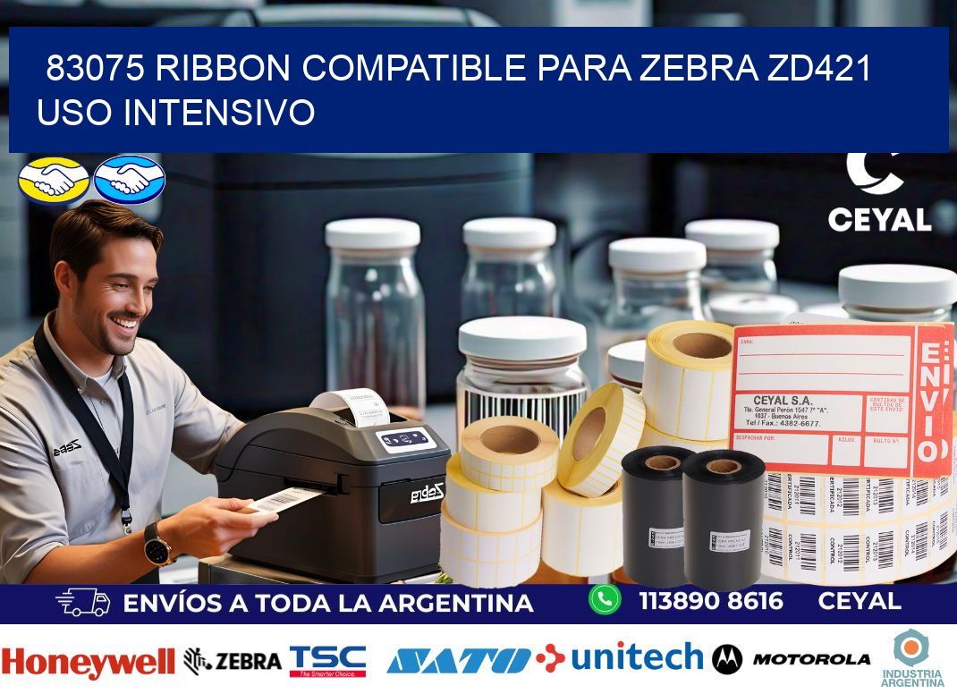 83075 ribbon compatible para zebra zd421 uso intensivo