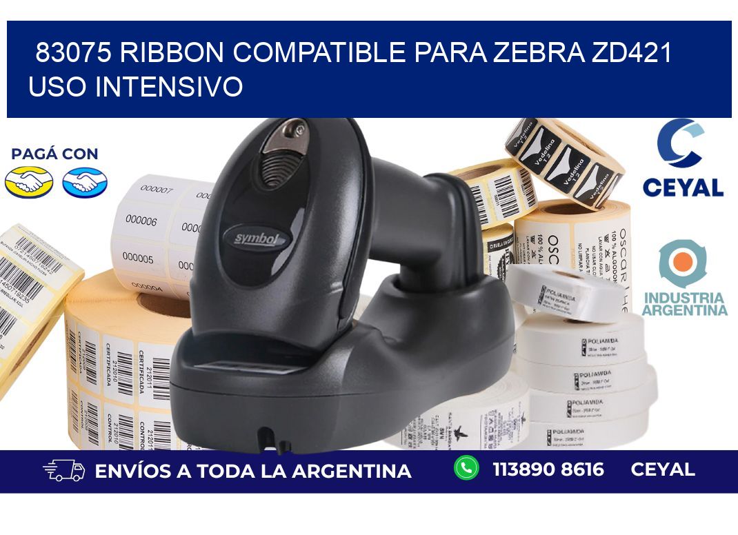 83075 ribbon compatible para zebra zd421 uso intensivo