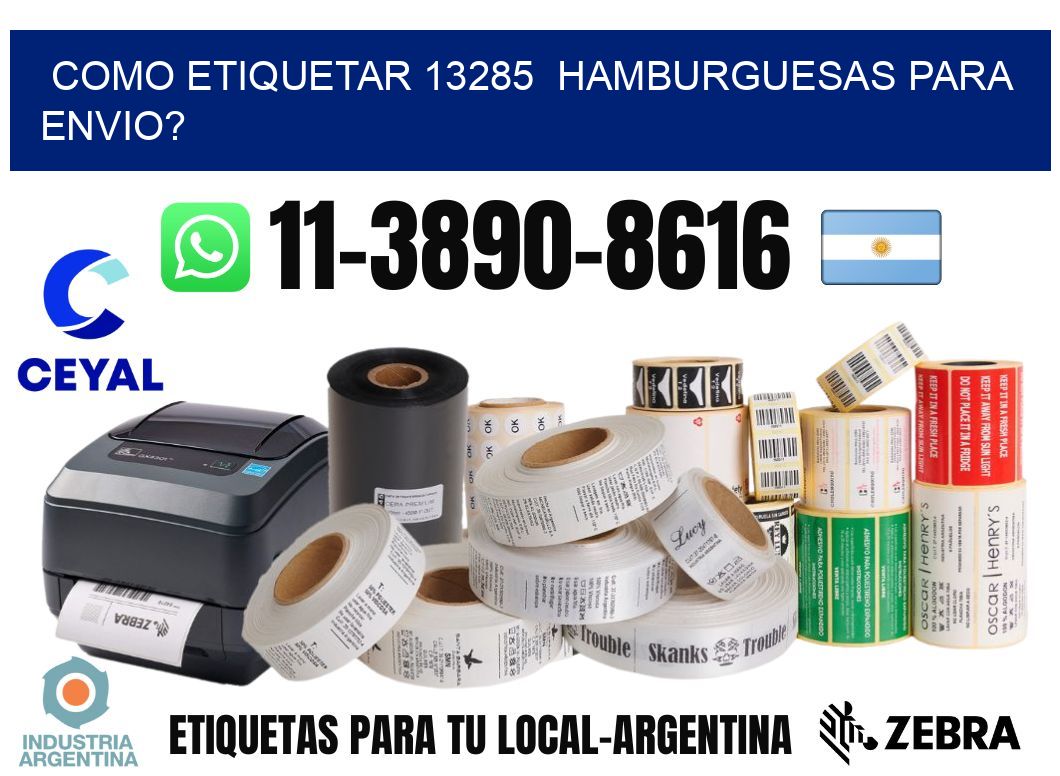 como etiquetar 13285  hamburguesas para envio?