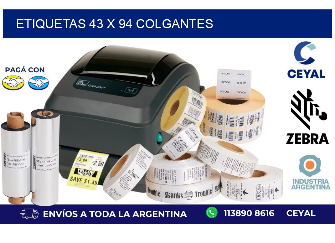 etiquetas 43 x 94 colgantes