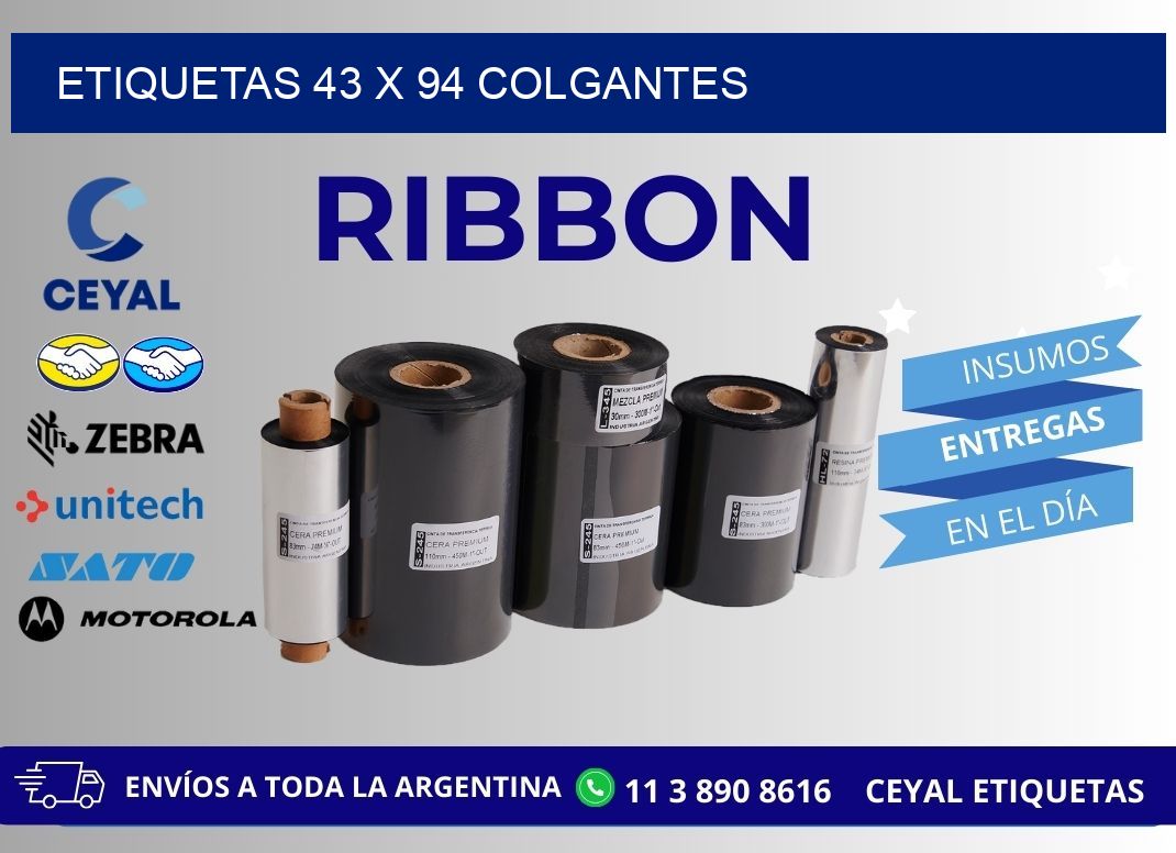 etiquetas 43 x 94 colgantes