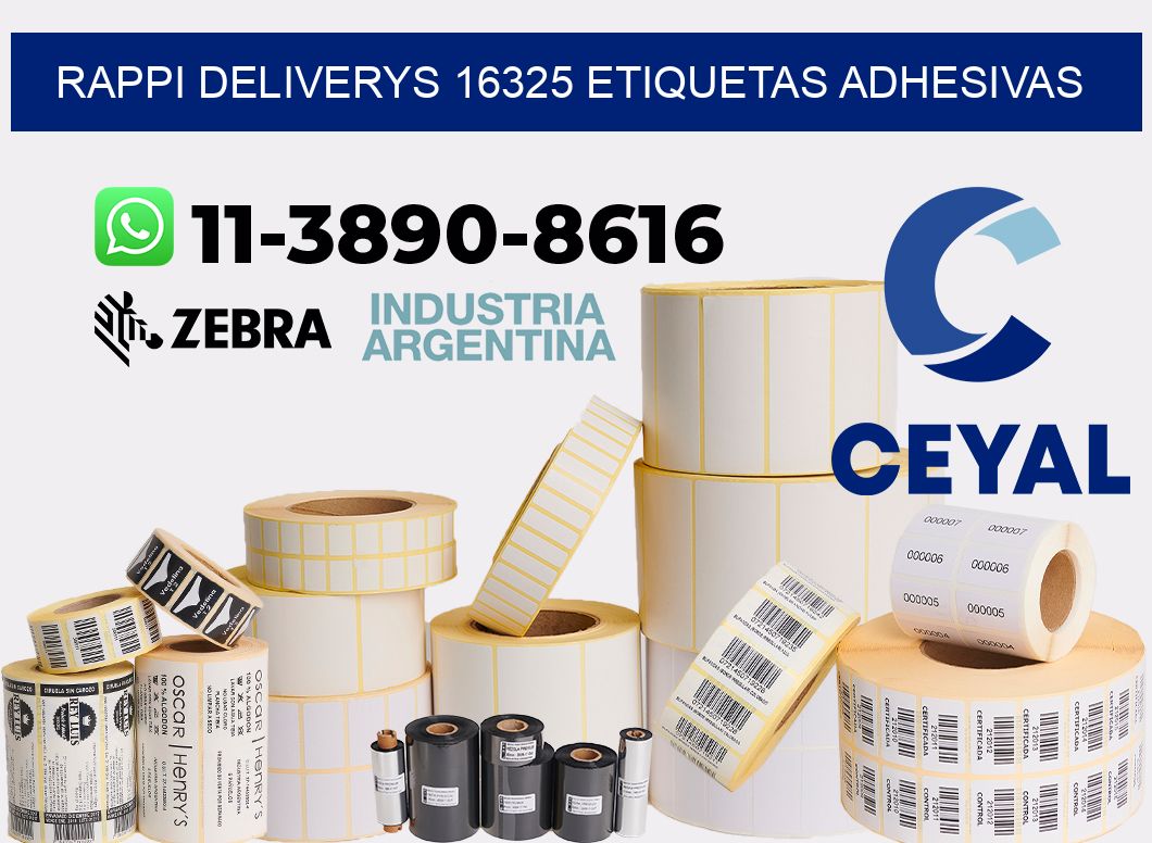 rappi deliverys 16325 etiquetas adhesivas