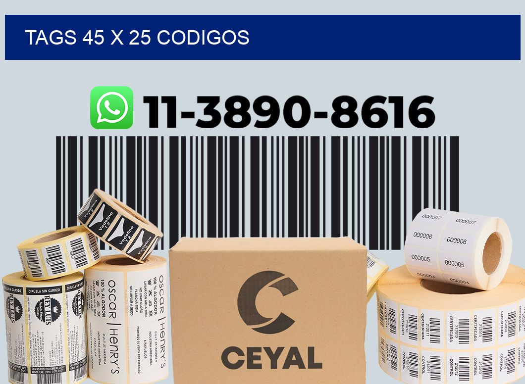 tags 45 x 25 codigos