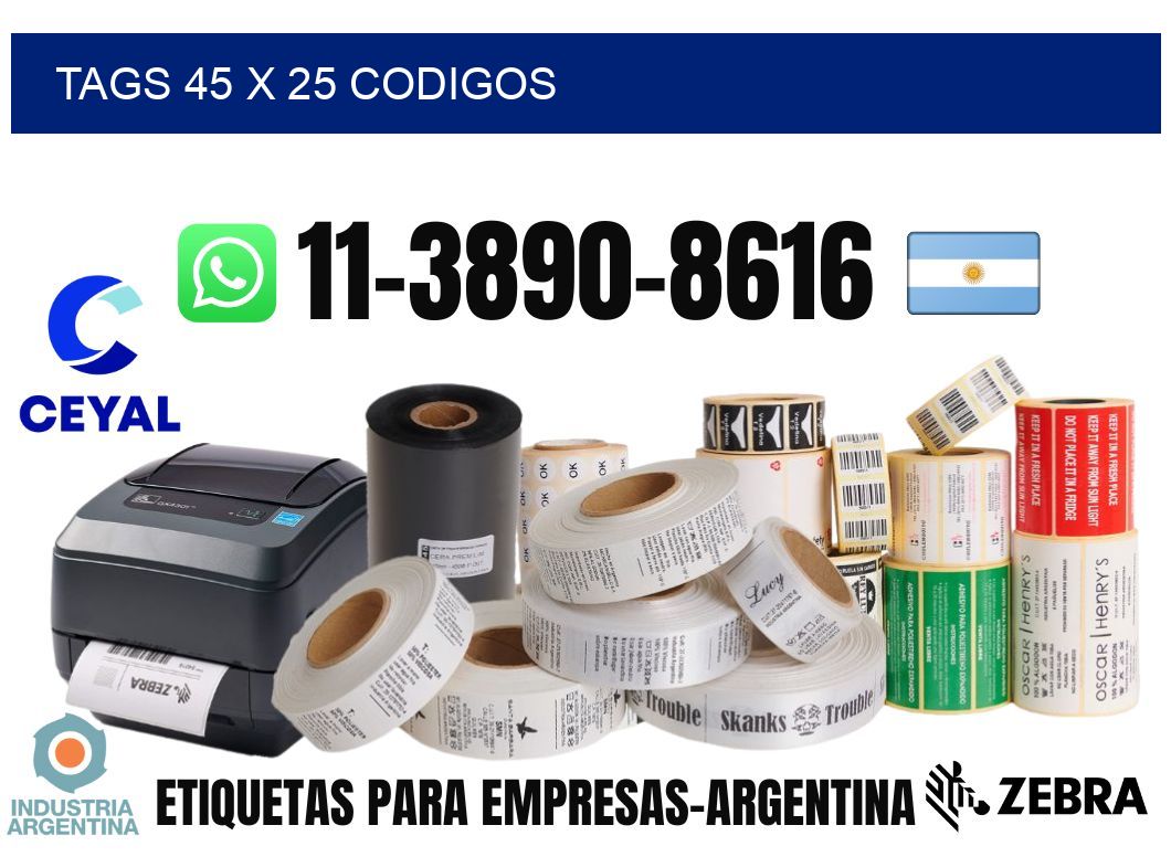 tags 45 x 25 codigos